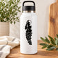 White water bottle with black grape vine decal