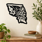 Black floral cat vinyl wall decal