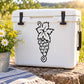 Grape cluster flower vinyl decal in black outline on white surface