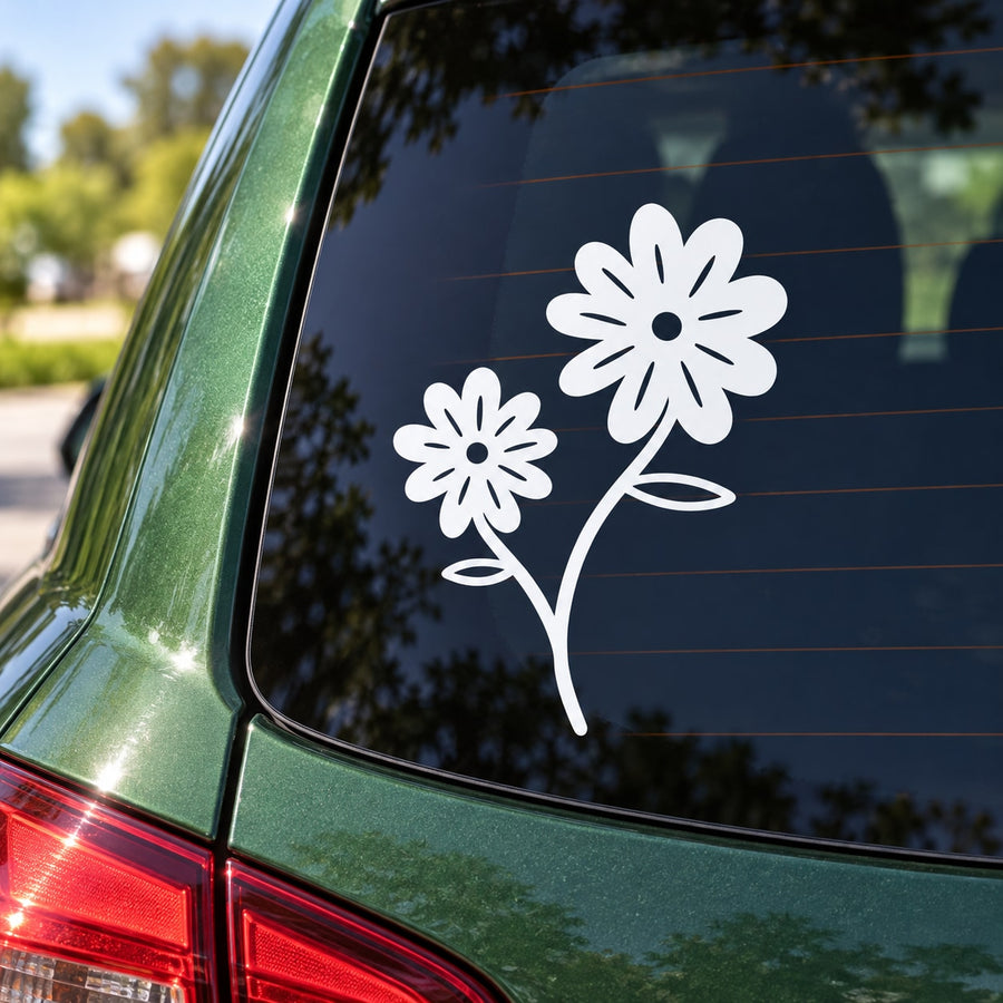 Flower Wall Decal - Vinyl Decal - Car Decal - 021 — illustrative vinyl decal application mockup. Surrounding objects are not included.