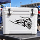 Vinyl football wall decal with black bull head emblem on white surface