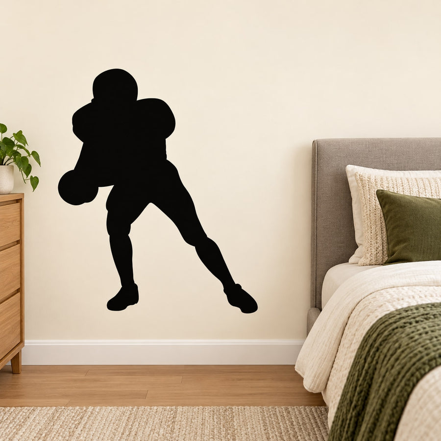 Football Player Wall Decal - Vinyl Decal - Car Decal - Vd020 — illustrative vinyl decal application mockup. Surrounding objects are not included.