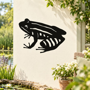 Black striped frog wall decal