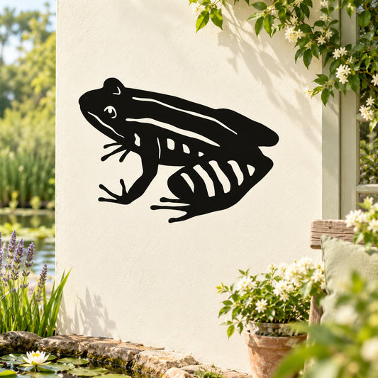 Black striped frog wall decal