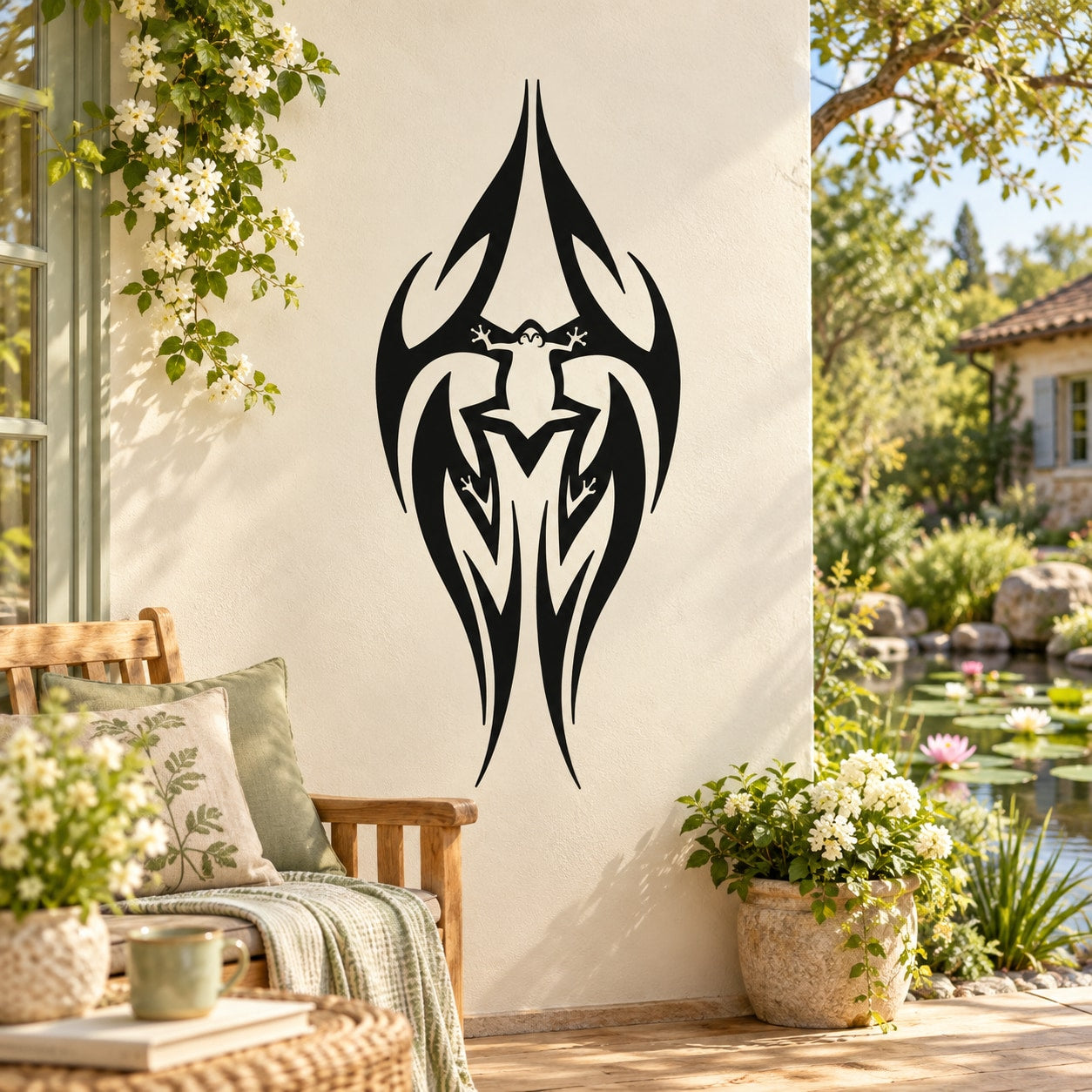 Tribal abstract frog wall decal, black tribal design