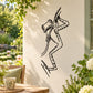 Hanging tree frog wall decal with black line-art silhouette