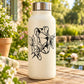 Watching tree frog on branch decal, black illustration on white water bottle