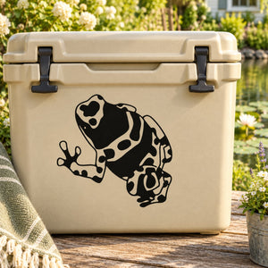 Frog decal sticker with black outline and spotted design