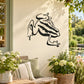 Striped march frog wall decal with black outline and zebra-style stripes