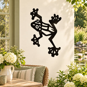 Black stylized marsh frog silhouette wall decal