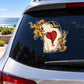 Flaming ace playing card sticker decal with burning heart and face