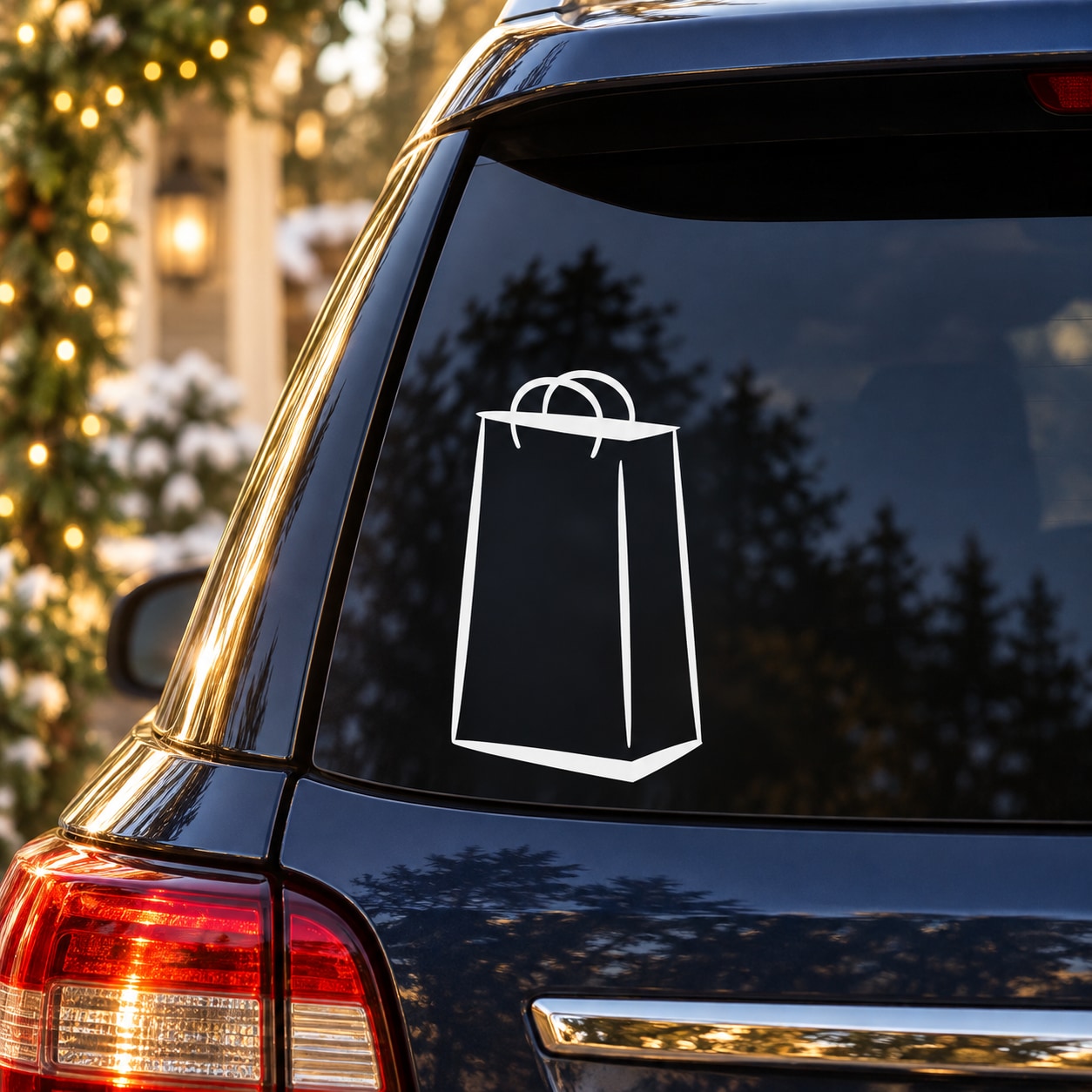 White shopping bag outline vinyl wall decal sticker