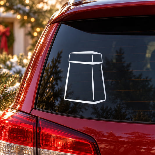 Gift box outline vinyl decal on window