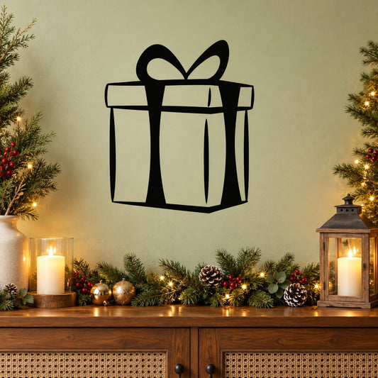 Gift box vinyl wall decal: black gift boxes with ribbon bow