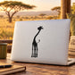 Giraffe observation wall decal, black silhouette with a raised head and long neck