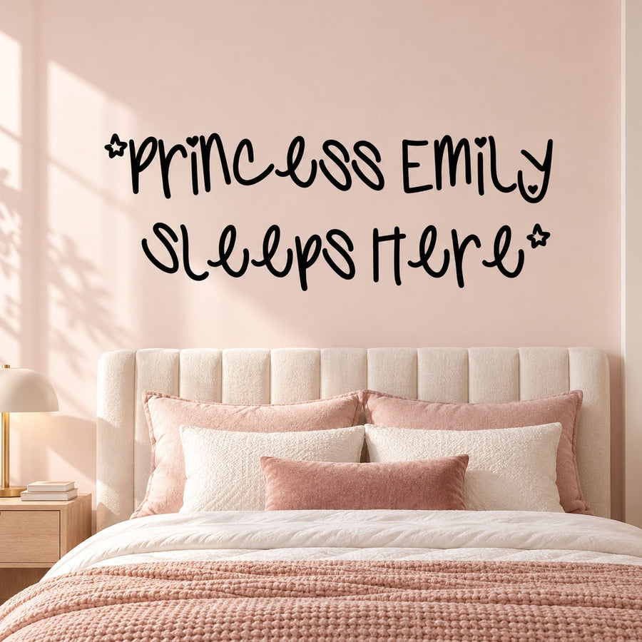 Princess Emily sleeps here wall decal with star accents