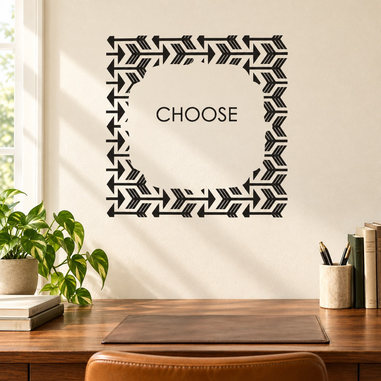 Arrow frame wall decal with centered 'CHOOSE' text