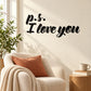 Black 'p.s. I love you' wall decal in script lettering