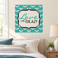 Love Like Crazy wall decal, teal quote on white speech-bubble outline