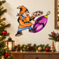 Elf painting eggplant ornament sticker, cartoon elf holding a paint palette