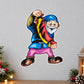 Cartoon elf character sticker with red and yellow lightning bolt design
