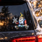 Elf holding snowflake car window sticker