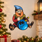 Cartoon elf with blue ball ornament wall sticker