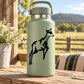 Jumping goat vinyl decal in black, featuring a rearing goat jumping silhouette