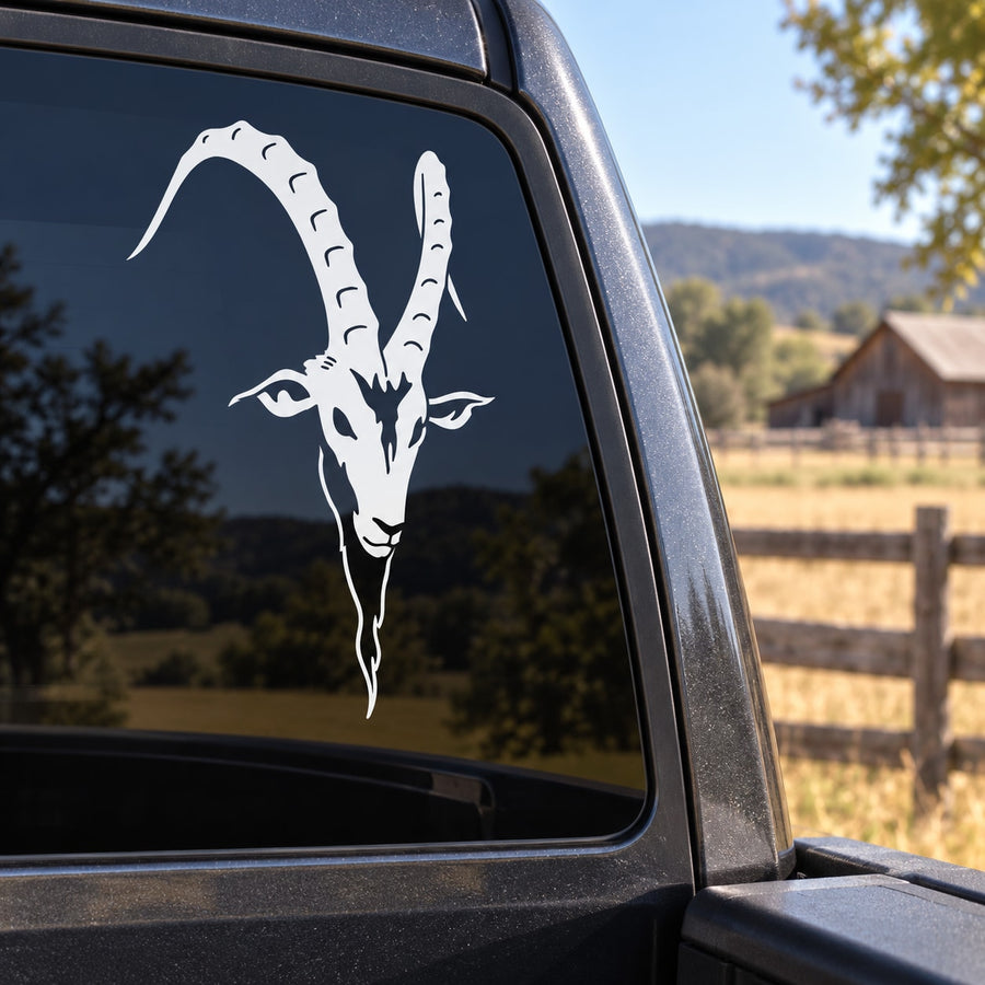 Bearded goat head vinyl decal sticker for car windows