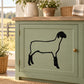 Suffolk sheep silhouette decal in black, single outline style
