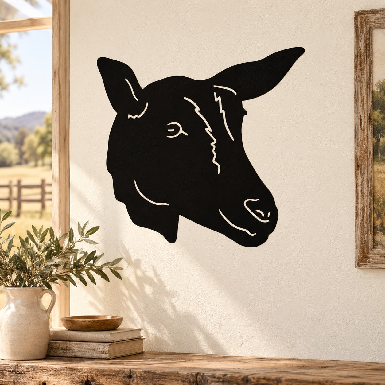 Black sheep head wall decal with simple line details