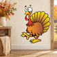 Cartoon turkey sticker with big fan-shaped tail, red head and yellow beak