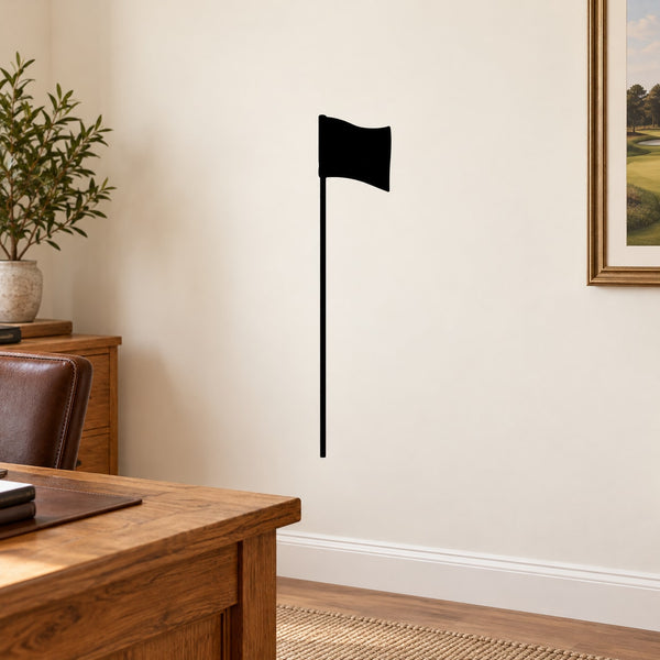 Black golf flag wall decal with long pole, vinyl sticker silhouette