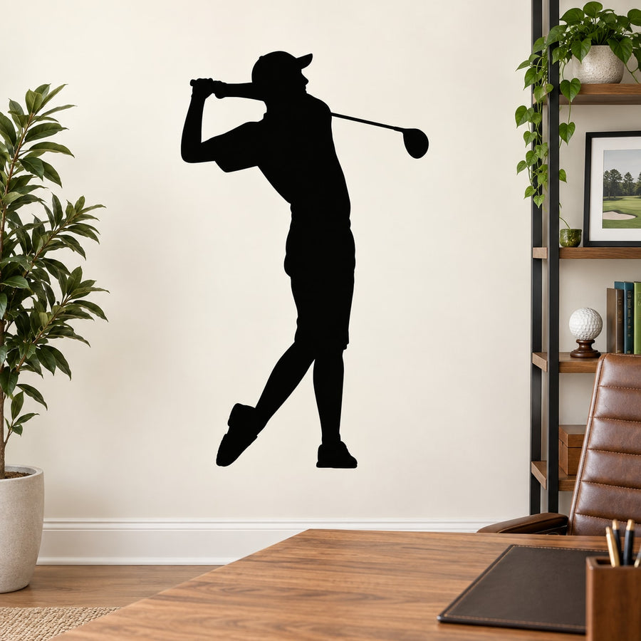 Golf Stroke Wall Decal - Vinyl Decal - Car Decal - Vd021 — illustrative vinyl decal application mockup. Surrounding objects are not included.