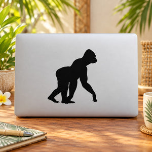 Walking gorilla decal with black silhouette, angled walking pose