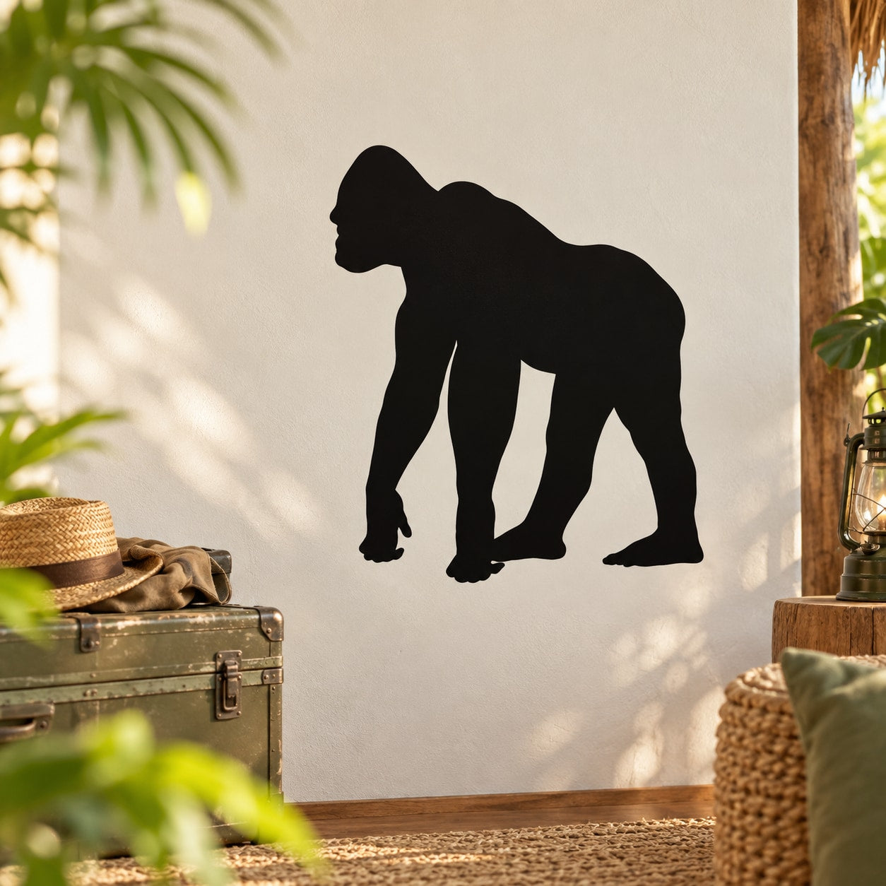 Dominant gorilla decal, black standing gorilla silhouette