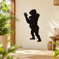 Standing gorilla wall decal, black silhouette of gorilla waving