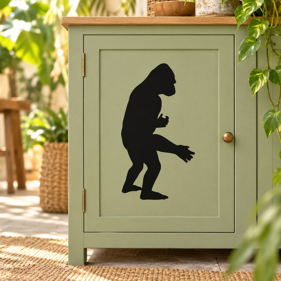 Black gorilla silhouette wall decal in a rectangular framed design