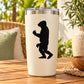 Black strolling gorilla decal on white travel tumbler