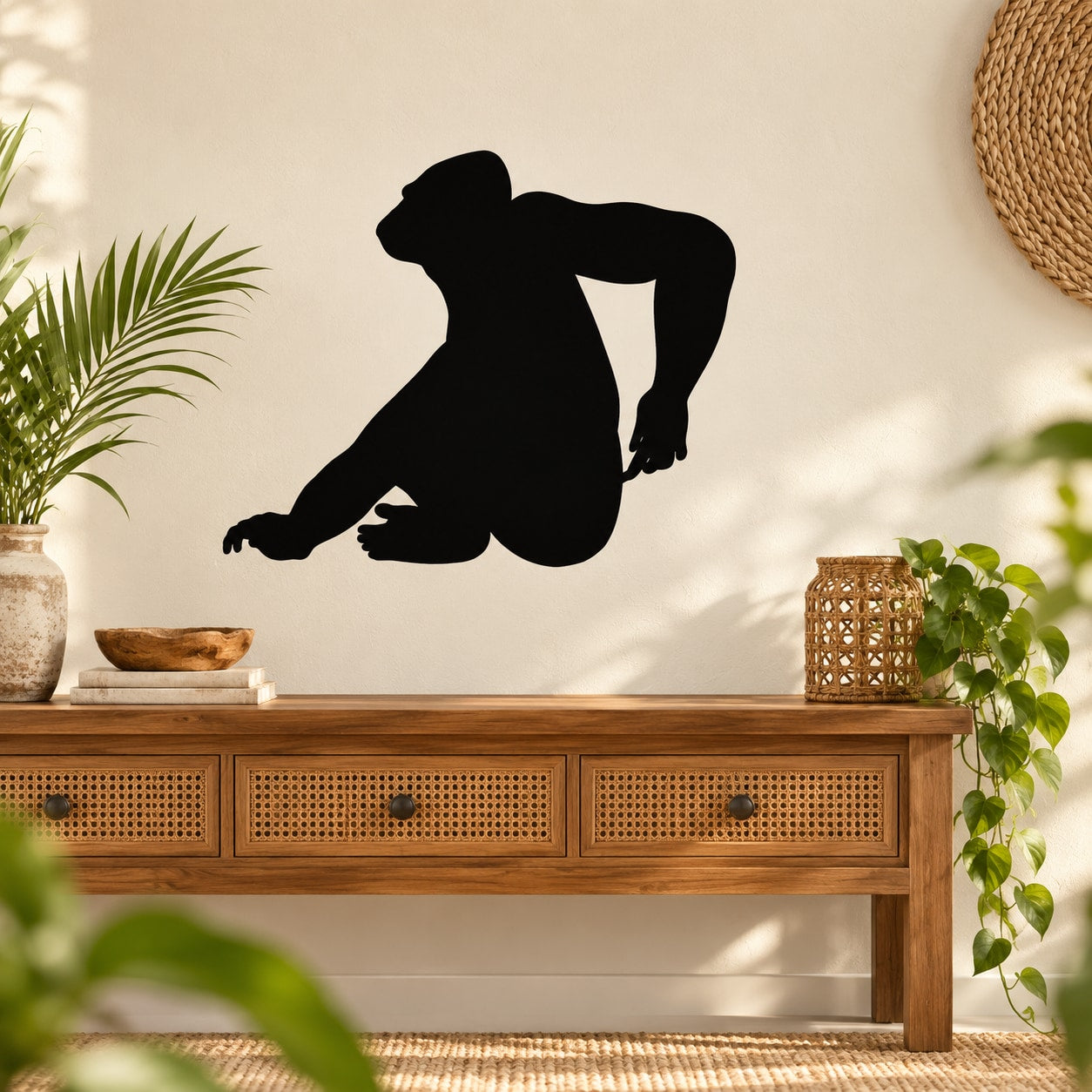 Black scratching gorilla wall decal silhouette
