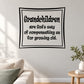 Square wall decal with quote text: Grandchildren are God's way of compensating us.