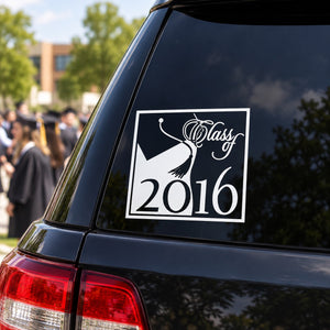 Square graduation frame decal with Class 2016 text and graduation cap icon