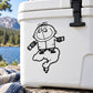 White cooler-style surface with Cloud Kid cartoon decal, boy in cloud outfit