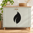 Leaf graphic wall decal set with a bold black split leaf design