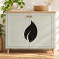 Leaf graphic wall decal set with a bold black split leaf design