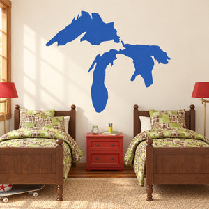Blue Great Lakes map wall decal