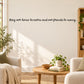 Warm home wall decal with cursive quote text in dark lettering