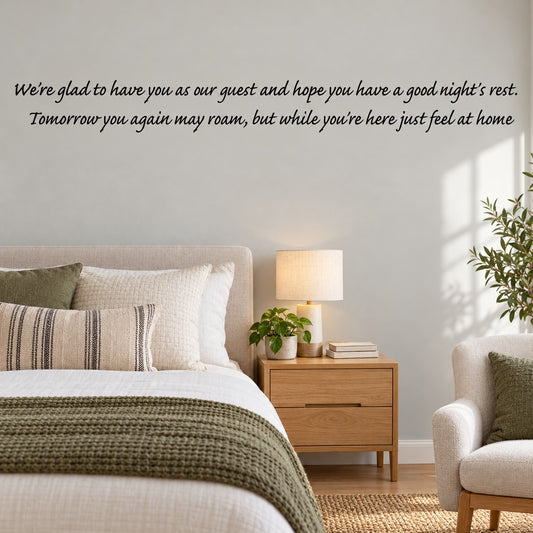 Decorative wall decal with cursive quote text