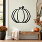 Halloween pumpkin wall decal, black line-art pumpkin with stem and leaves