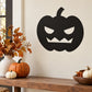 Minimalist jack-o'-lantern wall decal, black pumpkin with carved eyes and smile